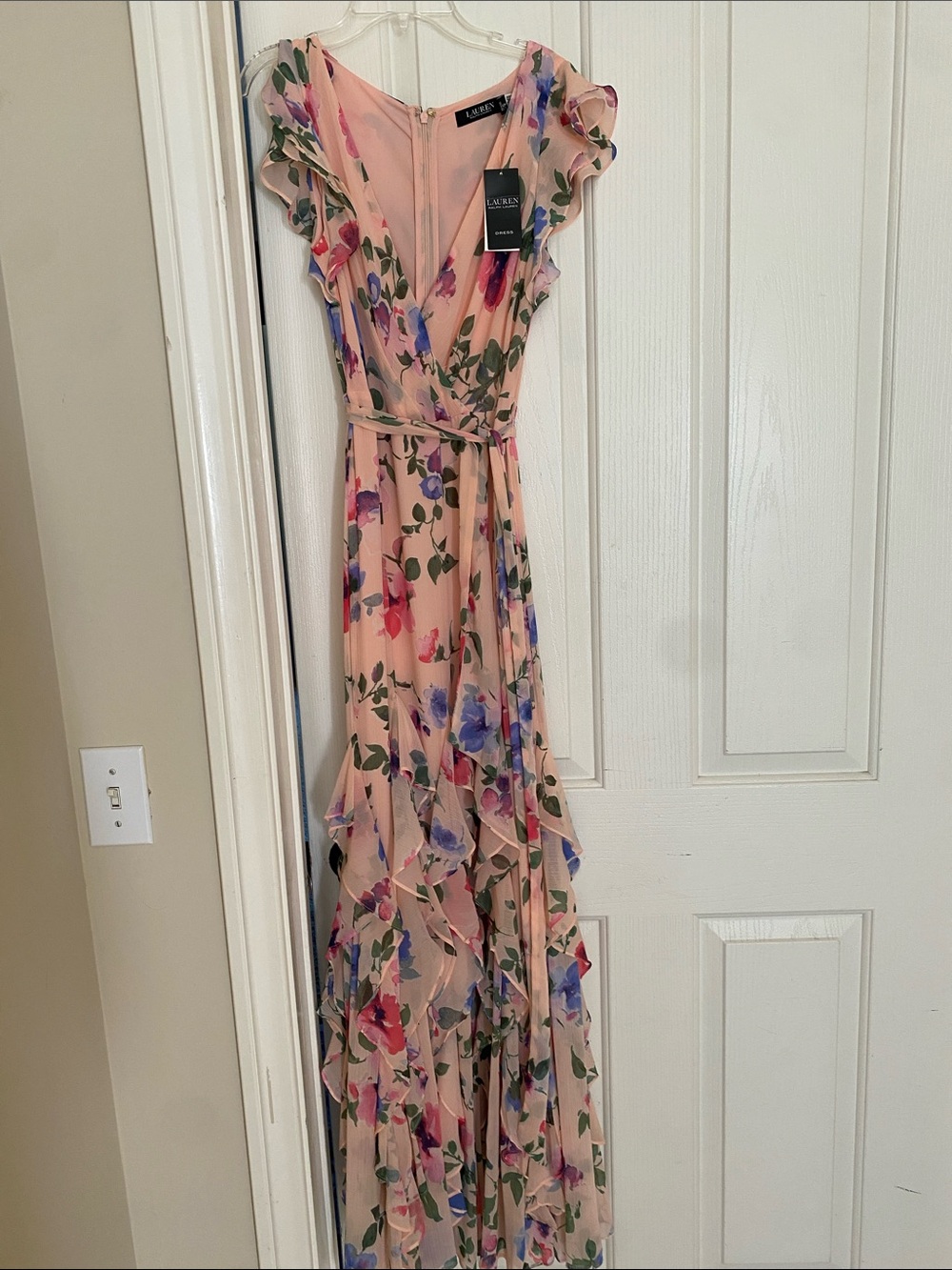 Ralph Lauren Pink Floral Chiffon Maxi Dress - Picture 2 of 6